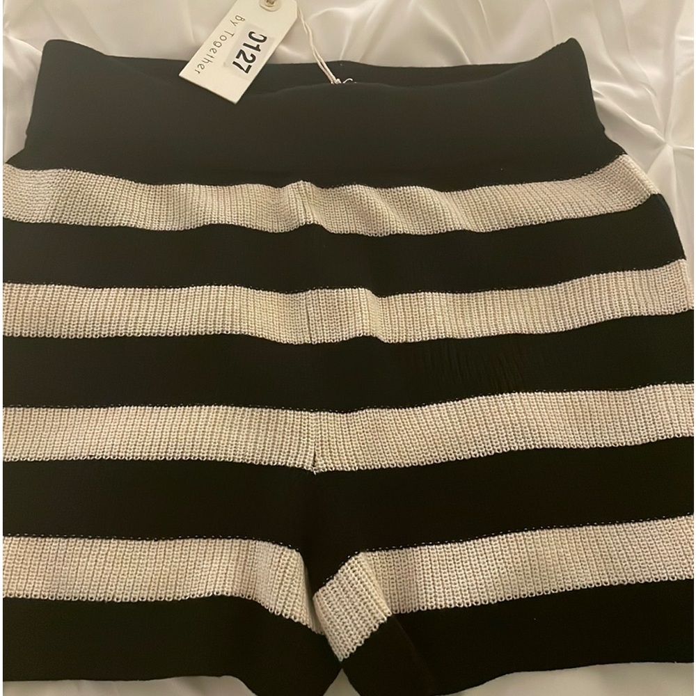 By Together Striped Crochet Shorts Black/White NWT